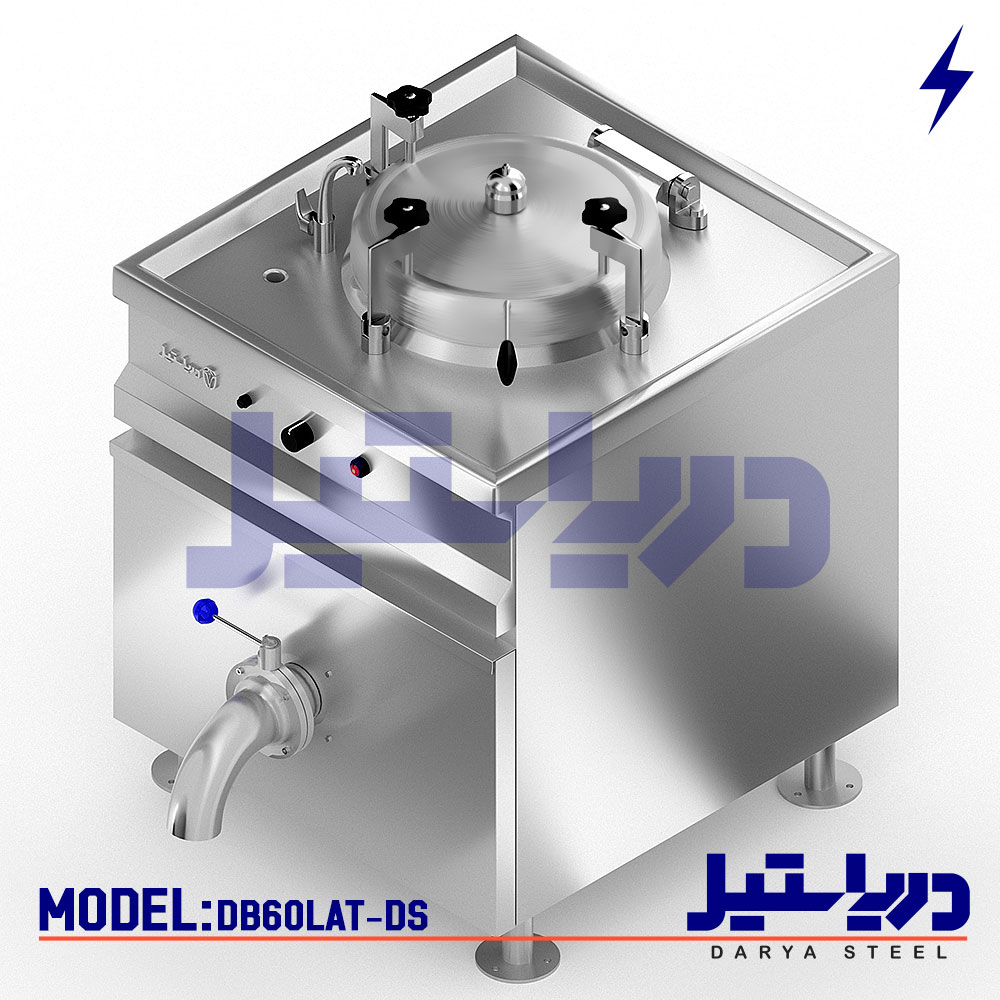 دیگ پخت برقی 60 لیتری اتوماتیک تمام استیل دریا استیل دیگ پخت برقی دو جداره برنج دیگ پخت سه جداره دیگ پخت سوپ آش خورش خورشت برق سه فاز دریا کشتی شناور قایق تفریحی electric boiling pan 60 liter marine type